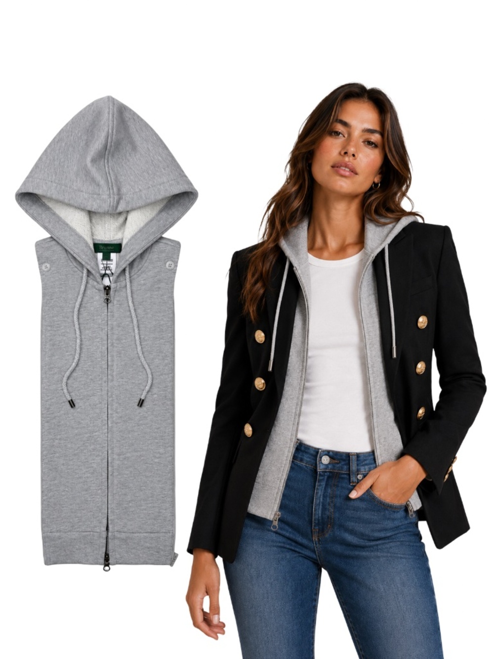 NWT BRUNNE Gray French Terry Hoodie Dickey Compatible Veronica Beard 00-14